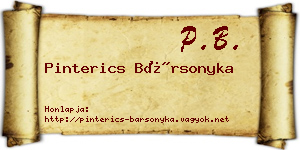 Pinterics Bársonyka névjegykártya
